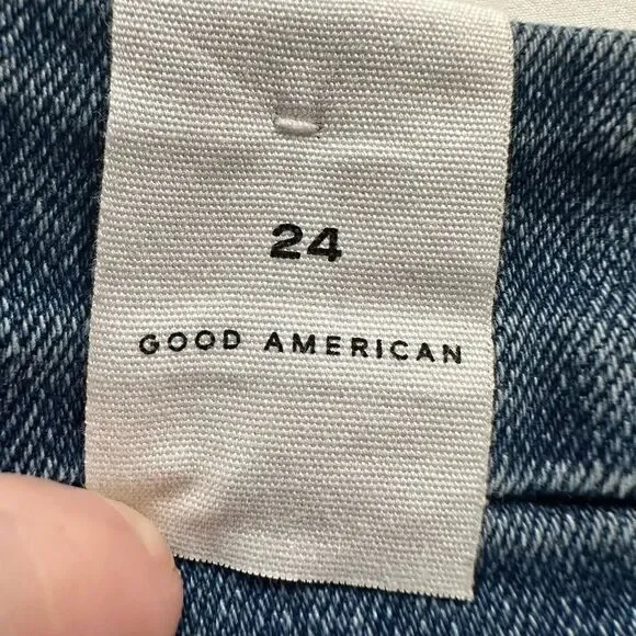 NWT Good American Plus Size Blue Jeans Shark Bite Hem - Size 24 - Picture 3 of 8